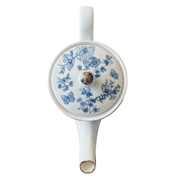 GRACE TEAWARE Fine Porcelain Coffee Pot Teapot Blue Floral & Butterfly - Picture 4 of 8